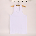 White gym mens stringer singlet 